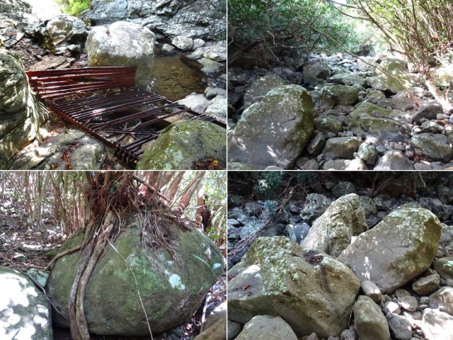 La grille et quelques vues sur l'amont de la rivière