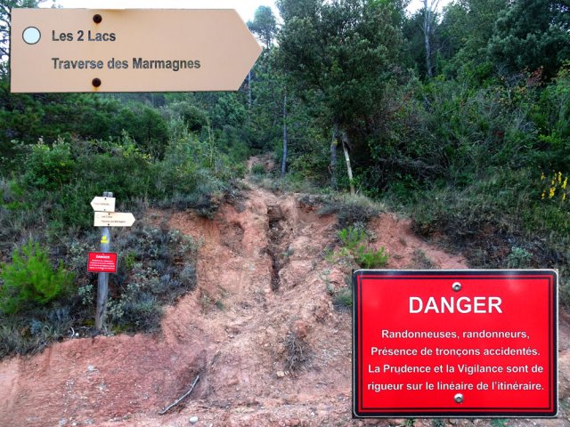 Début de la boucle sur un sentier qui débute de manière abrupte