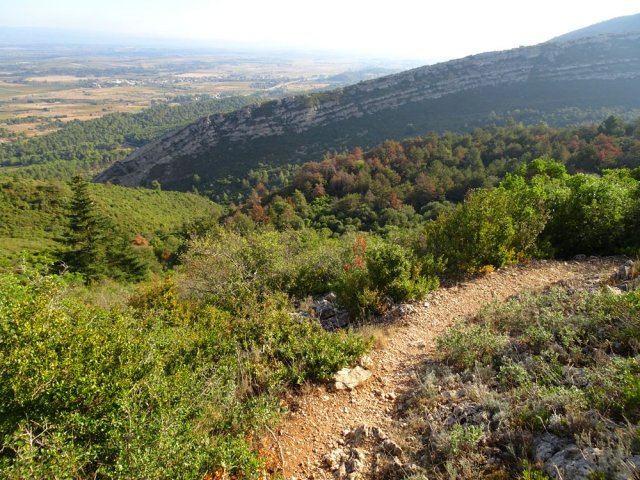 La haute falaise verticale dominant les Tuileries depuis le GR 36