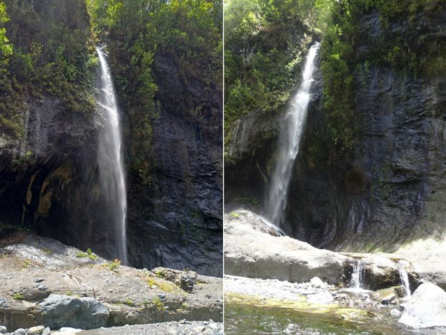 La cascade située à la fin de la Ravine la Faim